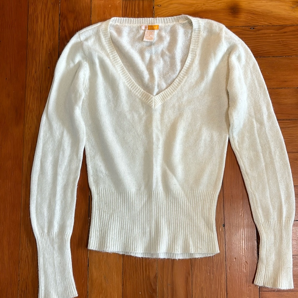 Tulle angora blend cream sweater